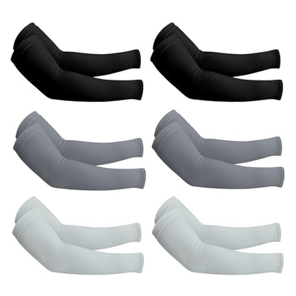 PFFY UV Protection Cooling Arm Sleeves for Men and Women UPF 50 Sun Sleeve - color: 2 Black+2 Dark Gray+2 Light Gray