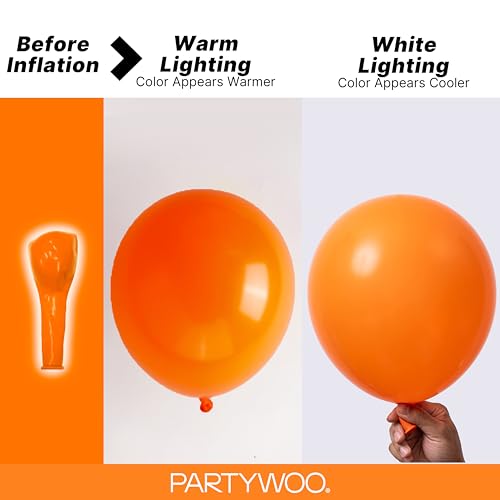 PartyWoo 오렌지 풍선 128피스 다양한 사이즈 45.7cm(18인치), 30.5cm(12인치), 25.4cm(10인치), 12.7cm(5인치) 매트 가을 풍선 아치 키트 화환 추수감사절 할로윈 리틀 큐티 베이비 샤워 생일 파티 장식 오렌지-Y9 - color: 오렌지-y9