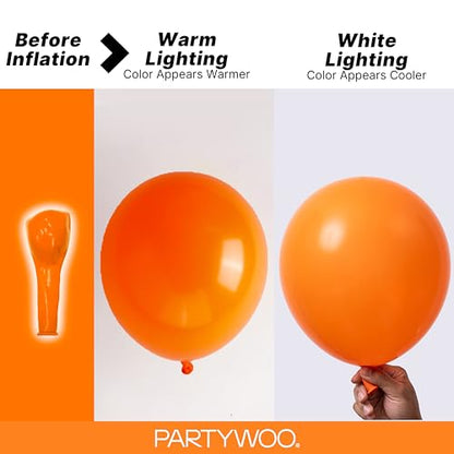 PartyWoo 오렌지 풍선 128피스 다양한 사이즈 45.7cm(18인치), 30.5cm(12인치), 25.4cm(10인치), 12.7cm(5인치) 매트 가을 풍선 아치 키트 화환 추수감사절 할로윈 리틀 큐티 베이비 샤워 생일 파티 장식 오렌지-Y9 - color: 오렌지-y9