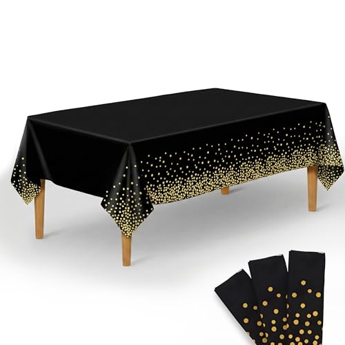 KatchOn Graduation Decorations 2026 - XtraLarge 54x108 Inch, Pack of 3 | Black and Gold Congrats Grad Tablecloth for 2026 Graduation Decorations | Graduations Table Decorations, Grad Party Supplies