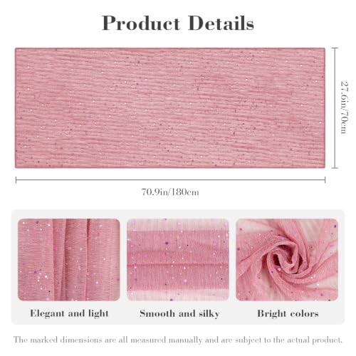 Sequin Scarf for Women Lightweight Mesh Shawl Wrap Bandana Hijab Headscarf for Summer Evening Dress - color: Blushpink