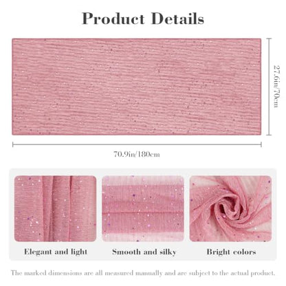 Sequin Scarf for Women Lightweight Mesh Shawl Wrap Bandana Hijab Headscarf for Summer Evening Dress - color: Blushpink