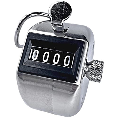 BuyJumpRopes Tally Counter, Professional Grade Stainless Steel H-102 Clicker Counter - Japanese Made 4-Digit Handheld Counter Clicker, Lap Counter, Pitch Counter Clicker, Multi-Use People Counter