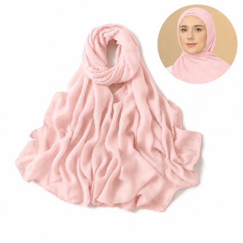 Premium Breathable Modal Cotton Hijab for Women, Lightweight, Non-Slip, Soft & Elegant Scarf for Everyday Wear - color: Blush Pink