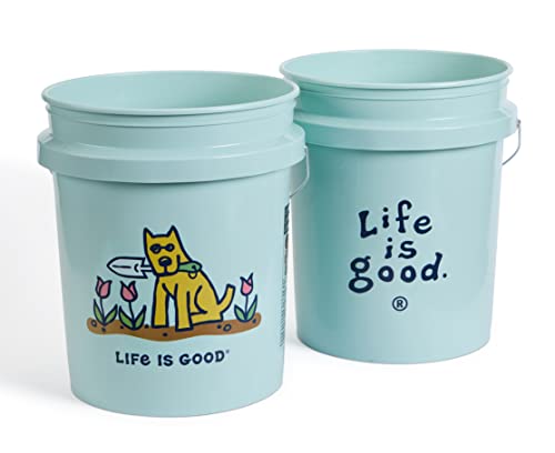 Life is Good Rocket's Garden 5 Gallon Bucket, 2 Pack, BPA-Free | Heavy-duty plastic buckets with comfortable handles for gardening, cleaning, storage, and home improvement projects. - size: Rocket's Garden