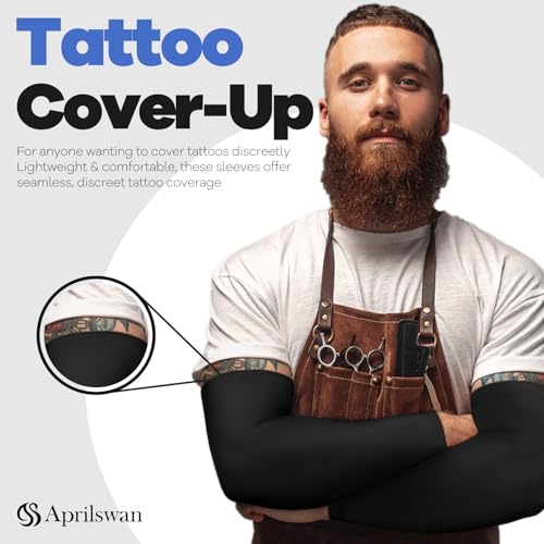 Arm Sleeves, UV Sun Protection Cooling Arm Covers for Men/Women | UPF 50+ UV protection; Sweat-wicking & cooling; Non-slip design; Lightweight & breathable - color: 2 Pairs - Black+white