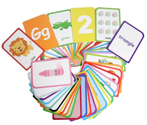 ZazzyKid Flash Cards for Toddlers Learning: 54 Double Sides Flashcards for Alphabets, Numbers, Colors, Shapes - Educational Toys for Preschool