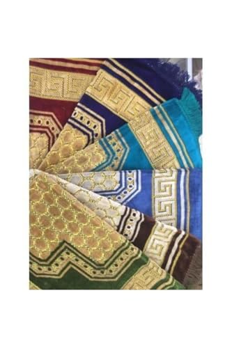 Set of 4 Acrylic Prayer Rugs - Soft & Comfortable White Seccade with Woven Base, Durable for Daily Use - Appropriate for Hajj & Umrah Gifts - White, Tek Ebat