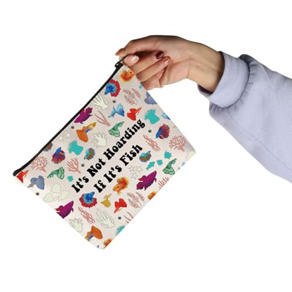 Colorful Betta Fish Gift It's Not Hoarding If It's Fish Cosmetic Bag Aquarium Lovers Gift (If It's Fish Bag)