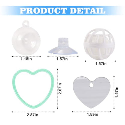 Betta Fish Toys, 2 PCS Heart Fish Exercise Ring and Nitrifying Balls Set, Heart Betta Mirror Toy Set, Feeding Ring with Suction Cup, Fishing Tank Accessories for Gifts (Green) - color: Green Heart