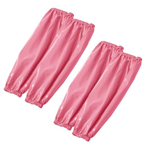 Yzurbu 2 Pairs Arm Sleeves Covers, Soft Waterproof Oil-proof Sleeves Protector for Arm with Elastic on Cuffs - color: Pink - 2pairs
