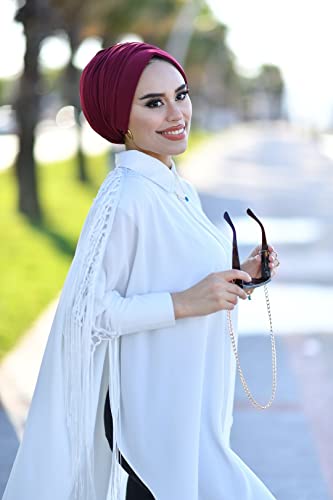 para life Dubai Turbans for Women, Breathable Instant Turban|Std Size Stretchable Cotton|Hijab Cap&Undercap - color: Burgundy