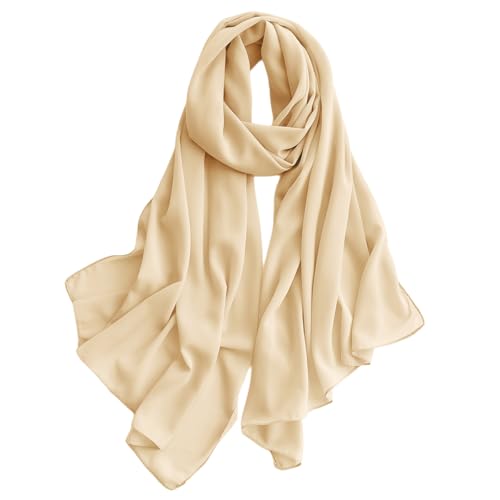 Harewom Chiffon Hijab for Women Sheer Shawl and Wraps for Wedding Bridal Scarves Summer Lightweight Sun-proof Scarf - color: Cream Chiffon Hijab Shawls Scarves