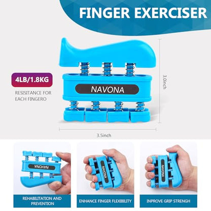 13 PCS Grip Strength Trainer Kit, Hand Gripper Strengthener, Forearm Strengthener, Finger Strengthener, Finger Exerciser, Stress Relief Ball - color: Blue