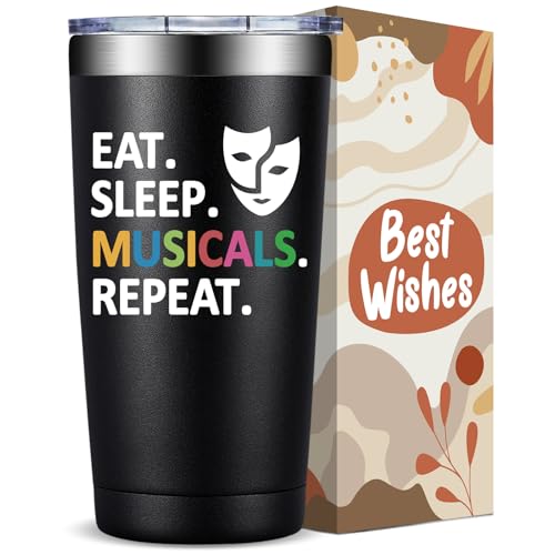 Fufandi Theater Gifts, Broadway Musical Gift - World Theatre Day, Birthday, Chistmas Gifts for Theaters Lovers Actors Music Teacher - Tumbler Cup 20oz - color: Theater Black