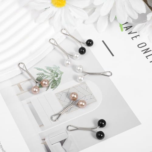 24 Pcs Hijab Clips for Women, Muslim Pearl Scarf Clips - color: Black White Gold