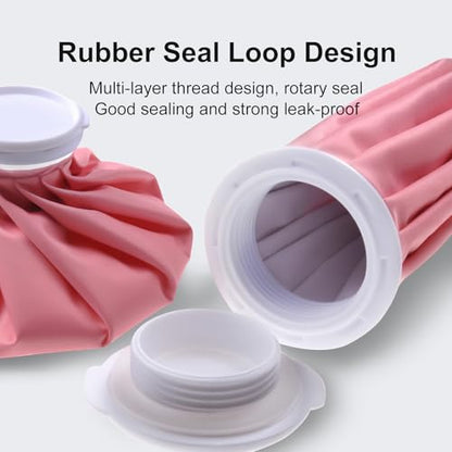 Ice Bag, Ice Packs for Injuries Reusable 9", Hot Water Bag for Pain Relief, Hot & Cold Therapy, Cold Pack Pink - size: 9", style: Pink