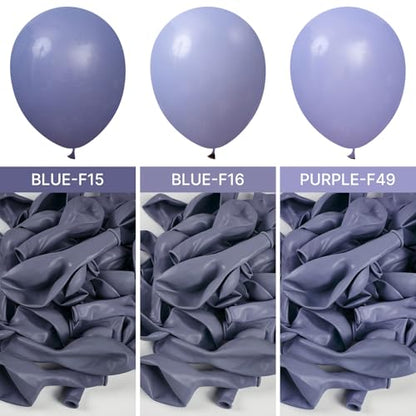 PartyWoo 더스티 블루 풍선 140피스 다양한 사이즈 팩 45.7cm(18인치), 30.5cm(12인치), 25.4cm(10인치), 12.7cm(5인치), 보헤미안 더스티 퍼플 음소거 라벤더 풍선 아치 키트, 베이비 샤워, 기념일, 졸업식, 생일 파티 장식, 블루-F16 - color: 블루-f16