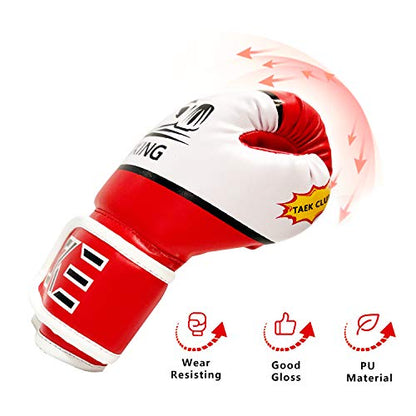 CKE Kids Boxing Gloves for Kids Boys Girls Junior Youth Toddlers Age 5-12 Years Training Boxing Gloves for Punching Bag Kickboxing Muay Thai - color: RED
