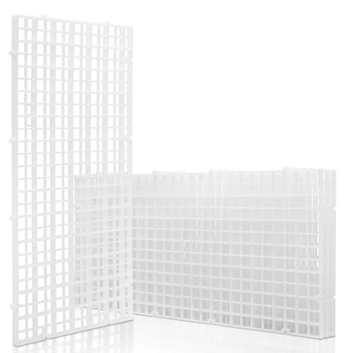 LINLAN 4 Pieces 5.9x11.8in (15X30cm) Aquarium Grid Plastic, Fish Tank Divider, Egg Crate for DIY Filtration and Bottom Protection in Aquascaping(White-No Accessories) - size: S 4Pcs