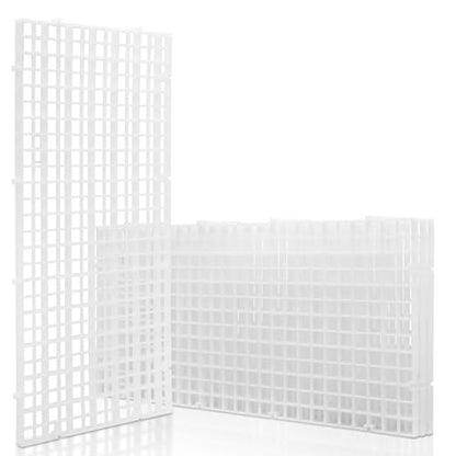 LINLAN 4 Pieces 5.9x11.8in (15X30cm) Aquarium Grid Plastic, Fish Tank Divider, Egg Crate for DIY Filtration and Bottom Protection in Aquascaping(White-No Accessories) - size: S 4Pcs