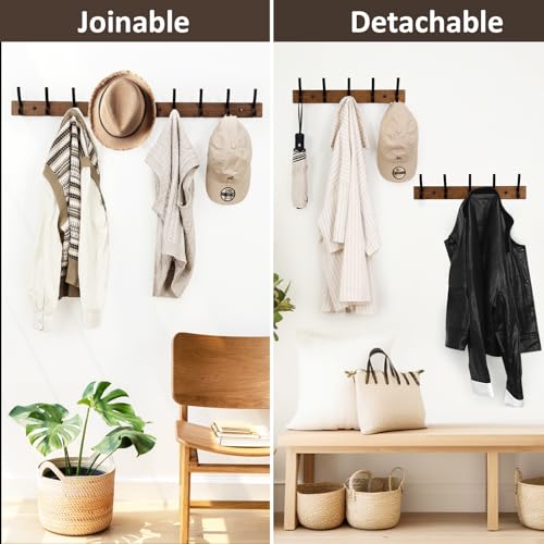 Optish Coat Rack Wall Mount, 16.5 Inches Wood Coat Hooks, Wall Hooks for Hanging, Hat Rack Bag Hanger Key Holder for Wall, Purse Hanger Towel Racks for Bathroom (1Pack, Brown) - color: Brown
