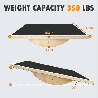 Balance Board Professional Wobble Board for Adults Anti-Slip for Physical Therapy Standing Desk Core Strength Wooden Rocker Board(350LBS) - size: Balance Board