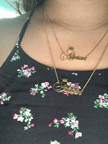 Custom Name Necklace Personalized, 18K Gold Plated Customized Nameplate Necklace Dainty Jewelry Gift for Women, Bridesmaid - color: Name Necklace with Crown