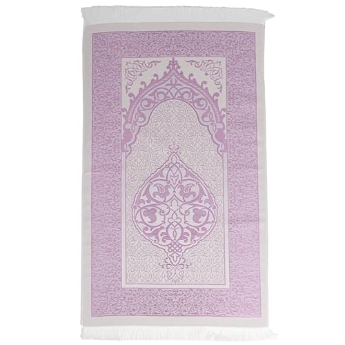 Modefa Islamic Prayer Mat Muslim Gifts - Thin Travel Muslim Prayer Rug in Taffeta Gift Bag with Tasbih Beads Prayer Matt Islam - Chenille Turkish Praying Carpet - Ramadan Gifts (Fuchsia) - color: Fuchsia