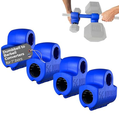 Dumbbell Converter- for 1" bars Superset Dumbbell to Barbell Adapters- hold up to 500lbs- Converts dumbbells for use on 1" diameter barbell - color: Blue (for standard 1" bar)