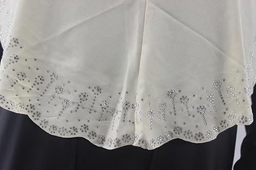 Instant Hijab Scarf for Women Muslim Women Clothing Headscarf for Girls with Czech Rhinestone - color: Cream-wavy Edge