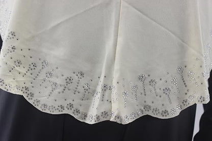 Instant Hijab Scarf for Women Muslim Women Clothing Headscarf for Girls with Czech Rhinestone - color: Cream-wavy Edge