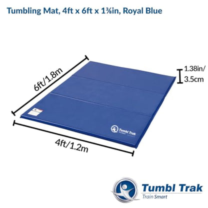 Tumbl Trak Gymnastics Folding Tumbling Panel Mat - color: Royal Blue, size: 4'x6'x1.38"