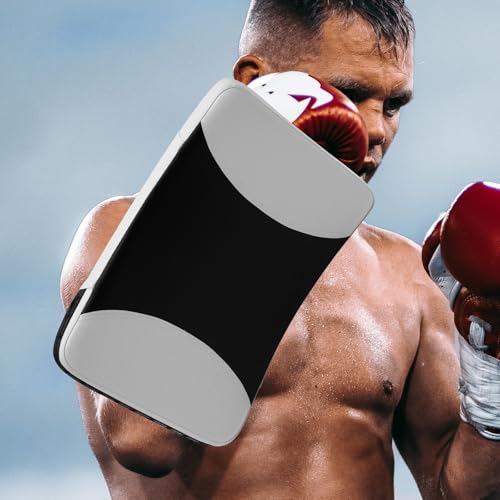 SHERCHPRY Taekwondo Kick Pads Sparring Gear for Black-White Large Handheld Kicking Targets Curved Shield for Martial Arts Training and Coaching