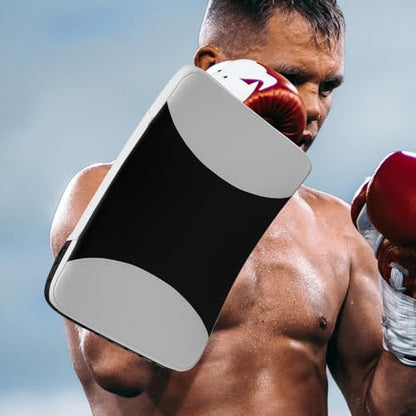 SHERCHPRY Taekwondo Kick Pads Sparring Gear for Black-White Large Handheld Kicking Targets Curved Shield for Martial Arts Training and Coaching