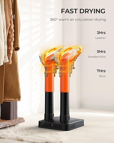 xasla Boot Dryer Shoe Dryer, Glove Dryer with Heat Blower, Silent Electric Boot Warmer with Articulating Ports, Quick Drying for Work Boots, Ski Boots, Sneakers, Hats, Helmets