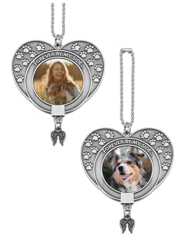 PiercingJ Custom Photo Rearview Mirror Charm - Double Side Picture Engraving - Angel Wing Car Charm Gift for Men & Women - color: Vintage Silver(claw Print)-1 Pc