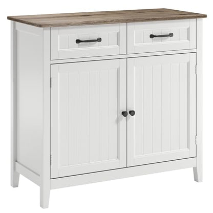 Bealife 32" Buffet Cabinet, Kitchen Island with Storage - Grey | Coffee Bar Cabinet with 2 Drawers and Adjustable Shelf, for Dining Room, Living Room, Entryway - color: Grey