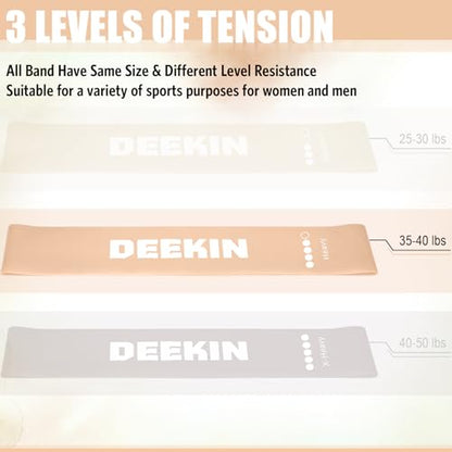 DEEKIN 30 Pcs Resistance Bands Bulk Resistance Loop Elastic Exercise Bands Exercise Equipment for Women Men Home Pilates, Fitness, Gym, Yoga - color: Light Brown, style: 35-40 Lbs