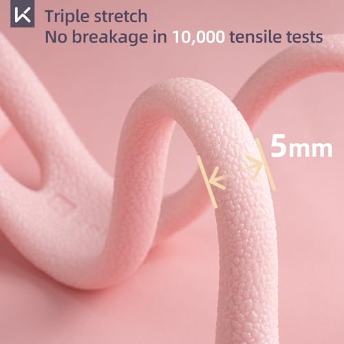 Keep 3-Pack Figure 8 Resistance Bands - 15 lbs Stretch Exercise Cords for Arm Toning, Yoga & Pilates - Durable Non-Slip Fitness Bands Set for Women & Men (15 lbs Pink/Purple/Blue)