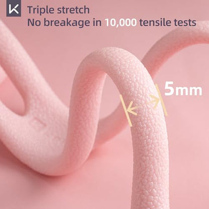 Keep 3-Pack Figure 8 Resistance Bands - 15 lbs Stretch Exercise Cords for Arm Toning, Yoga & Pilates - Durable Non-Slip Fitness Bands Set for Women & Men (15 lbs Pink/Purple/Blue)