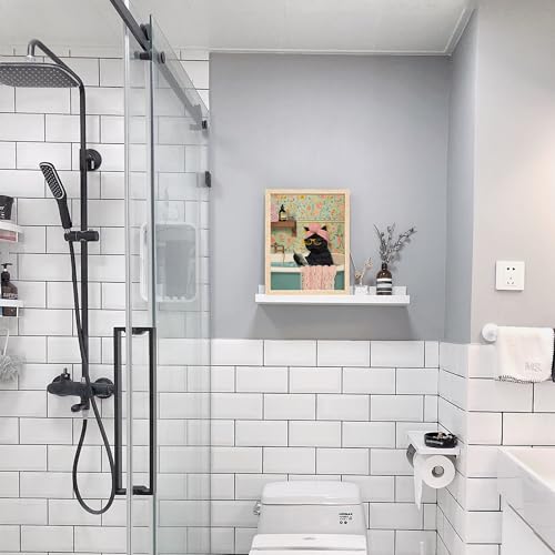 ICHZUMW Framed Funny Black Cat in Bathtub Canvas Bathroom Wall Art 8x10 In - color: Spa Kitty, size: 10"L x 8"W