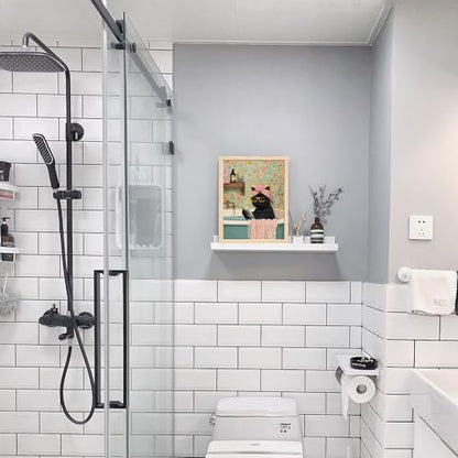 ICHZUMW Framed Funny Black Cat in Bathtub Canvas Bathroom Wall Art 8x10 In - color: Spa Kitty, size: 10"L x 8"W