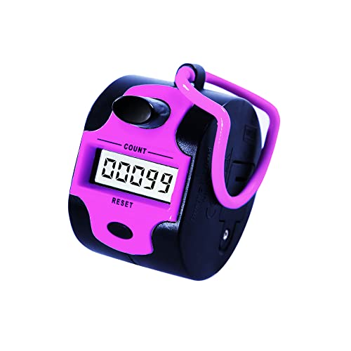 TESEAS Handy Counter Click Manual Digital clicker Stitch Tally Counters Finger Mechanical Palm Handheld Pitch 5-Digit Electronic Display Click Counter Number Count for Row, People, Golf Lap - style: 1pc Pink