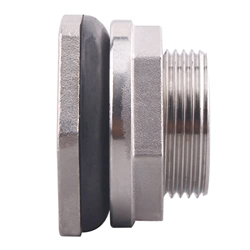 DERNORD 3/4" Female Bulkhead Water Tank Connector Stainless Steel Bulkhead Fittings Pack of 2 - size: 3/4 Inch, style: Pack of 2