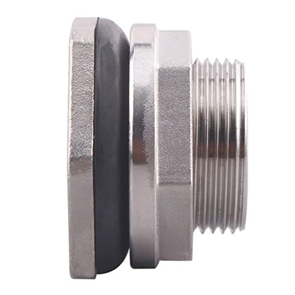 DERNORD 3/4" Female Bulkhead Water Tank Connector Stainless Steel Bulkhead Fittings Pack of 2 - size: 3/4 Inch, style: Pack of 2