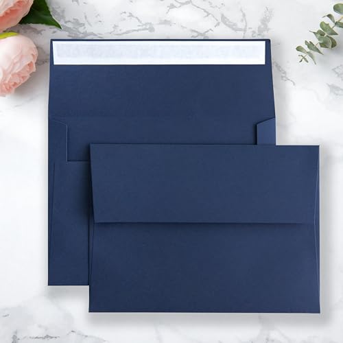 PONATIA 5x7 Envelopes, Navy Blue Self- Adhesive A7 Envelopes - 50 Pack - color: Navy Blue