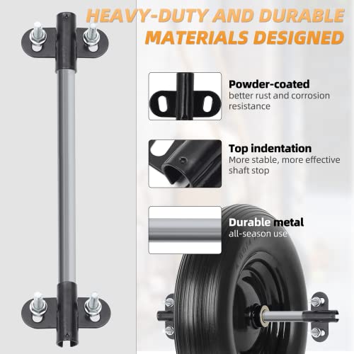 Heavy-Duty Wheelbarrow Axle Bracket Set - 10" x 0.63" Shaft and 2.1" x 3.3" Brackets - Compatible With 5/8" Axles - Includes Bolts and Nuts (1 Set) - size: 10 x 0.63" Axle+Brackets