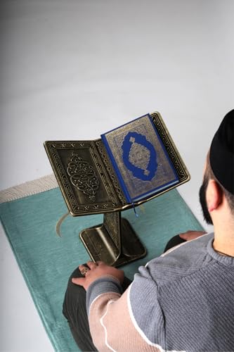 Plastic Floor Rahle with Silver Accents | White Base | Foldable Islamic Quran Reading Stand | Polyester Material - Silver