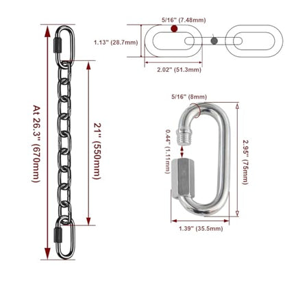 5/16 inch Towing Safety Chain,Heavy Duty Hanging Swing Chain with 2 Quick Links,Punching Bag Chain - color: 21 inch